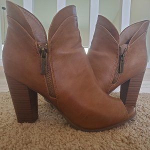 Brown Peep-Toe Booties